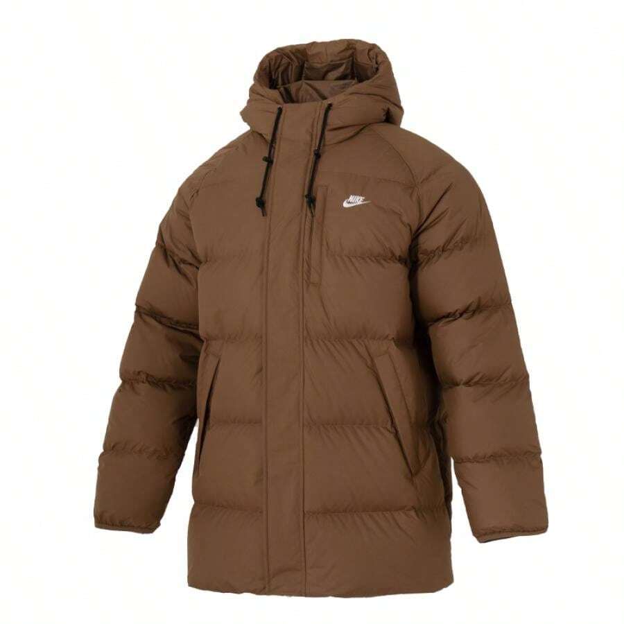 Nike 男士 AS M NK TF CLUB PARKA 650蓬松度羽绒服,舒适蓬松轻便户外运动旅行休闲通勤外套 IB2974-235 - (白)/慕斯森林棕 - 查看 1