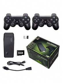 M8 Retro Game Console 64G Wireless, Equipped With Dual 4K 2.4G Wireless Controller, USB Plug-And-Play Game Joystick, Built-In 20,000+ Games - Negro - Ver 1