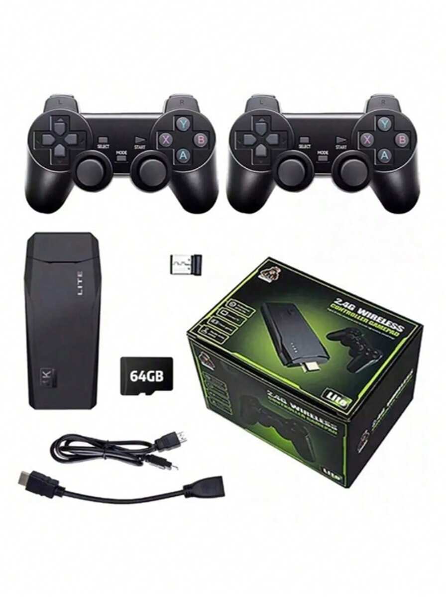 M8 Retro Game Console 64G Wireless, Equipped With Dual 4K 2.4G Wireless Controller, USB Plug-And-Play Game Joystick, Built-In 20,000+ Games - Negro - Ver 1