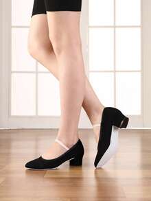 帆布弹力带鞋、教师鞋、舞蹈鞋、练习及演出舞蹈鞋 - 黑色 - 查看 5