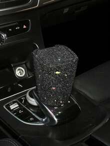 汽车用品镶钻车载烟灰缸时尚LED灯多功能车用创意汽车烟灰缸男女/豪华水钻烟灰缸，带盖，便携式烟灰缸-免烫钻车载烟灰缸/适用节日礼物 - 彩色 - 查看 2