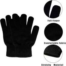 CELCOREERY 6 Pairs Winter Magic Gloves For Women Teens Cold Weather Thermal Warm Stretchy Gloves Black Knit Gloves For Running Driving Hiking Black
