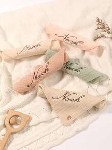 5pcs Customized Embroidered Name Baby Handkerchief Set, Pink, White, Coffee, Modigliani, Beige, Purple, Soft Absorbent Burp Cloths, Face Towels, Ideal Baby Shower Gift For Boys And Girls - Multicolor - View 5