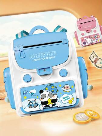 NEUSNEY ATM 形状电子存钱罐玩具，容量大，背包设计带背带，密码解锁，音乐，自动滚动钱，适合男孩和女孩的礼物，万圣节和圣诞节