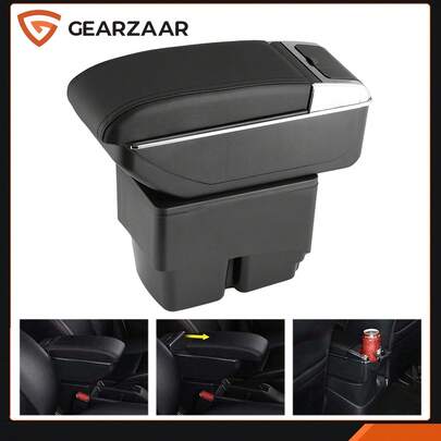 GEARZAAR For  Fiesta Mk7 2009-2017 Arm Rest Centre Console Storage Box Armrest Black