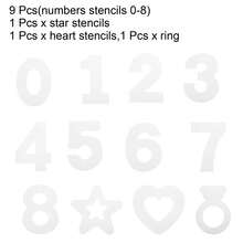 Number Stencils Set Plastic Number Stencils With Star, Heart And Ring, Reusable Digital Templates For Cake Stencil Walls Arts