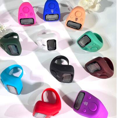 1pc Portable Finger Tally Counter With LED Light, Manual Ring Mini Counter With Hundred Reminder, Holiday Gift (Battery Not Included), Finger Tally Counter, Ring Electronic Button Timer, Student Business Finger Counter, Suitable For Knitting Counting, Multiple Colors Available