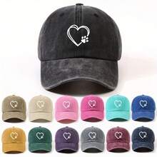Fashion Double Layer Heart-Shaped Cat Paw Washed Duckbill Cap Unisex Adjustable Brim Dad Baseball Cap Street Climbing Cycling Cap - Xám - Xem 1