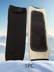 1pc Knee Warmer, Thick Fleece Knee Brace With Straps, Unisex Knee Support For Cycling, Winter Joint Protection - Black - View 12