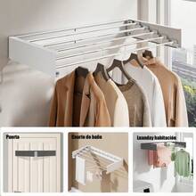 Tendedero de Ropa Plegable de Acero Inoxidable para Secado en Interiores y Exteriores,Tendedero Plegable de Acero Inoxidable para Colgar Ropa (80cm) (Blanco) - Blanco-80cm - Ver 1