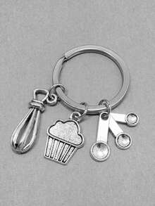 1pc Unisex Mini Baking Tool Keychain, Cute Kitchen Utensil Pendant For Wallet, Handbag, Car Keys Christmas Gift Bag Charms Car Teacher Friend Sister Gift Ideas - Silver - View 5