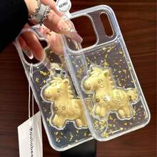 1 Stück 3D Tropfkleber funkelnde rosa Kirsche Handyhülle geeignet für 13/iPhone16Promax/12/11/15/14pro/17promax, rutschfest und stoßfest, Frauen Handyschutzhülle