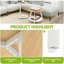 Round Coffee Tables Set Of 2, Nesting Tables With Storage Space And Unified Style Design, Small Coffee Tables, Side Table, Light Rustic Oak -By GeoTower - Light Rustic Oak - View 6