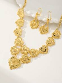 3pcs/Set 24K Gold Dubai Style Jewelry Set, Women Necklace And Earrings, Gold Alternative, Gold Jewelry Set, Saudi Arabia Fashion Accessories