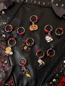 Set de 10 piezas de accesorios para el cabello trenzados de Halloween: Scrunchies de moda para el peinado navideño