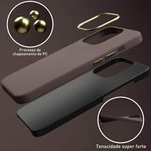 Capa de silicone premium para telefone com sensação de pelei IP 7G/8G/7Plus/8Plus/XR/XS MAX/11/12/13/14/15 Pro Max - Aieia Rosa - Visão 5