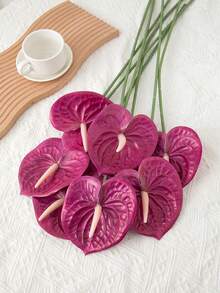 1 bông hoa loa kèn hồng môn nhân tạo (màu tím) dùng trang trí bàn tiệc cưới, văn phòng, khách sạn - Màu tím - Xem 7