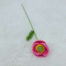 onEternal 2 piezas/4 piezas/6 piezas Ramas de flores inmortales hechas a mano a ganchillo, decoración del hogar, regalos, ramos florales - rosa oscuro - Ver 5