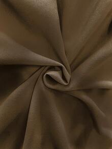 女式纯色优雅花卉蕾丝/荷叶边腰带垂坠长款 A 字裙 - 棕色 - 查看 5