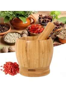 1/2 Set Bamboo Garlic Crusher & Grinder - Manual Handheld Garlic Crusher, Portable Hand Tool For Crushing Garlic, Ginger, And Spices - High-Quality Bamboo Fresh Herb And Ingredient Crusher, Spice Grinder | Natural Wood Design | Wooden Grinder, Garlic Crusher - Bamboo Wood Color - View 9