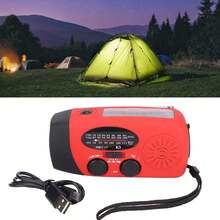 Emergency Weather Radio, 1000mAh Portable Solar Hand Crank Emergency Radio With LED Flashlight, SOS Alarm And Compass, Solar/USB Charger, Waterproof Hand Crank Radio For Outdoor Emergencies - 紅色 - 查看 7