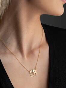 1 件 18K 镀金不锈钢太阳神之眼项链、太阳神之眼项链、荷鲁斯之眼项链、荷鲁斯之眼、埃及护身符项链、埃及符号吊坠、圣诞礼物、送给妈妈的礼物 - 金色 - 查看 2