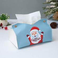 Caja de pañuelos con impresión de pintura al óleo navideña, caja de pañuelos de Papá Noel, soporte creativo para pañuelos de decoración del hogar - Multicolor - Ver 9