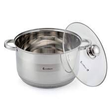 10.1L Stainless Steel Thick Soup Pot With Lid, 28cm Diameter Dual-Ear Pot, Suitable For Induction Cooktop, Gas Stove, Kitchen Cooking Pot For Boiling Soup, Stew, Porridge, Pasta, Turkey, Family Gathering, With Transparent Glass Lid, Easy To Clean - Silver 10.1L - View 2