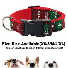 طوق كلب من النايلون الناعم والمريح قابل للتعديل، مناسب للكلاب الصغيرة والمتوسطة والكبيرة، هدية عيد الميلاد مفكرة للحيوانات الأليفة - الأحمر - مشاهدة 6