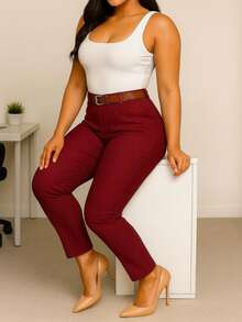 Women Pants - Burgundy - View 4