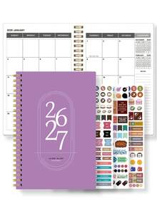 1 Stück 2026-2027 Akademischer Monatsplaner Kalender, +3 Aufkleber, 2-Jahres-Übersicht von Januar 2026 bis Dezember 2027, Registerkarten, Notizen, US-Feiertage enthalten, ideal für Studenten, Lehrer und busy Familien, Büro- und Schulbedarf, Schulanfang