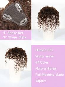 Real Human Hair Toppers Clip With 3 Secure Clips Water Wave Human Hair Toppers With Bangs For Women With Thinning Hair Brown Color
