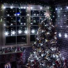 1pc USB Powered Snowflake Curtain Light, 96 LED String Lights, Fairy Night Lamp 8 Modes LED Curtain Lights, Suitable For Christmas, Wedding, Party, Room Decor Christmas Decor Christmas Gift Thanksgiving Christmas Tree Decor Ornaments Christmas Light Bedroom Decor Home Decor Party Decor Holiday Festival Room Decor Christmas Tree Gift Decor Thanksgiving Wedding Autumn Decor Birthday Decorations For Gifts Party Supplies Indoor Outdoor Garden Holiday Festival Decor Halloween Ornaments