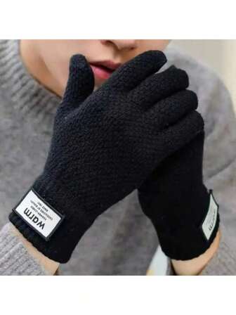 2pcs Warm Thick Plush Gloves, Dual Layer Winter Gloves With Touchscreen Capability, Suitable For Skiing, Snowboarding, Cycling, Hiking, Running, Driving And Outdoor Activities, Fashionable Design, Durable Structure, Ideal Gift For Outdoor Enthusiasts