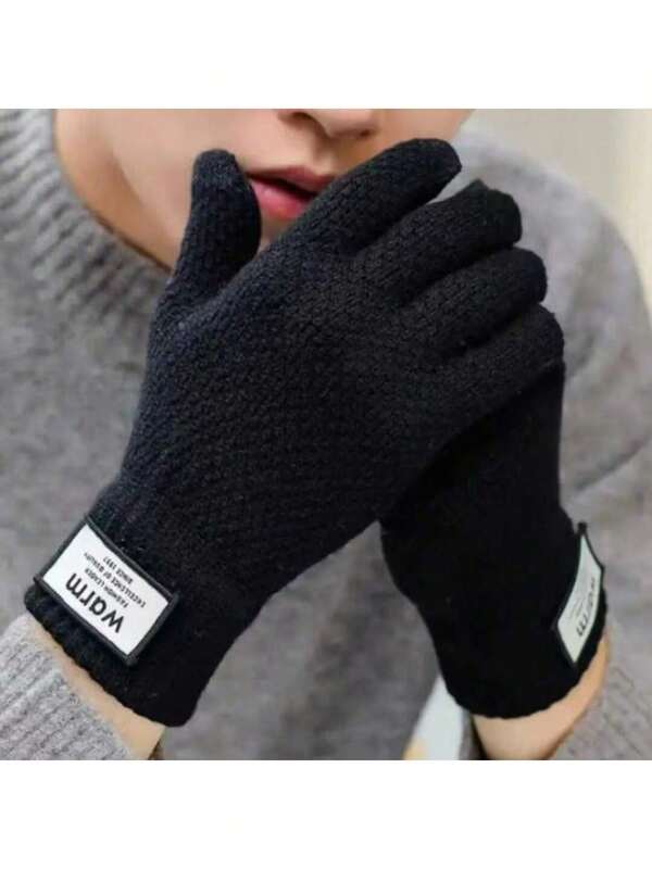 2pcs Warm Thick Plush Gloves, Dual Layer Winter Gloves With Touchscreen Capability, Suitable For Skiing, Snowboarding, Cycling, Hiking, Running, Driving And Outdoor Activities, Fashionable Design, Durable Structure, Ideal Gift For Outdoor Enthusiasts