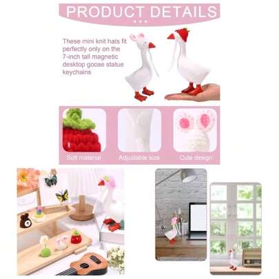 6pcs Porch Goose Outfits Adjustable Clothes Costume Magnetic Geese Statue Key Holder Keychain Decoration