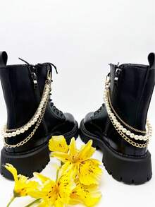 1 Pair Fashion Gold/Silver Chain Decor For Women Shoes/Boots - Multicolor - View 3