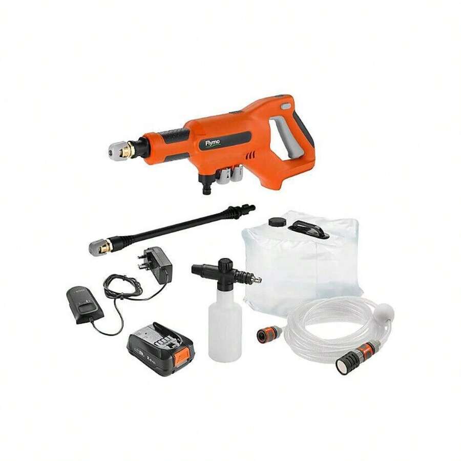 FLYMO Easiclean Li 18V Plus Portable Pressure Washer 24 Bar - Orange - View 1