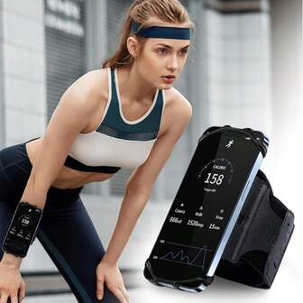 1 pieza Bolsa de brazo para correr al aire libre, Bolsa de muñeca para teléfono fitness giratoria 360°, Bolsa deportiva profesional, Bolsa de brazo y muñeca de doble uso para correr, Bolsa de brazo para ciclismo al aire libre, Bolsa portátil para almacenamiento de teléfonos, Bolsa de brazo ligera para deportes y fitness, Soporte de teléfono a prueba de sudor para el gimnasio, Compatible con la mayoría de los teléfonos móviles del mercado, Perfecto para correr, trotar, ciclismo, senderismo y entrenamientos en el gimnasio