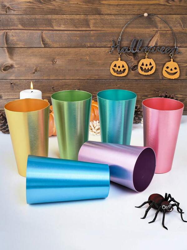 MONSTER BUNNY 6 tazas de aluminio de colores, tazas de metal coloridas para beber, jarras de cerveza para camping, vasos para fiestas, vasos para bebidas frías, apilables, reutilizables perfectos para fiestas, camping, viajes, reuniones familiares - Regalos de Halloween
