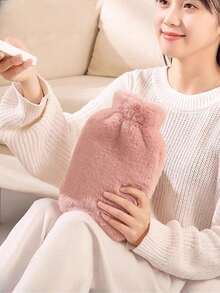 2000ml/1000ml/500ml Hot Water Bottle With Soft Cover And Plush Coat - Classic Hot Water Bottle, Winter Christmas Warming Supplies, Can Relieve Pain, Neck And Shoulder Pain, Warm Feet, Relieve Menstrual Cramps, Hot And Cold Therapy, Christmas Gifts For Family, Friends, Girlfriends Recommended, Christmas Gifts - Multicolor - View 3