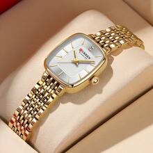 CURREN 女士石英表，时尚优雅方形表盘不锈钢表带，防水休闲商务女士腕表 - 彩色 - 查看 13