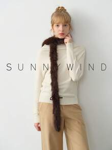 1 pieza Bufanda de mujer de unicolor de poliéster polar, minimalista y de moda para uso diario