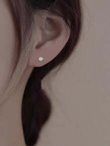 1對時尚銅宇航員裝飾耳釘適合女士日常裝飾 - 銀色 - 查看 3