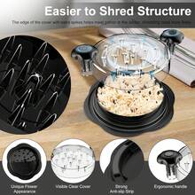 Chicken Shredder 8 Inches Chicken Breast Shredder Tool Cooked Meat Shredder With Clear Lid, Ergonomic Design,Auti-Slip, Easy To Clean, Chicken Shredder Tool Twist Chicken Grinder  Chicken Shredder Large Chicken Breast Shredder Tool Twist With Brush&Fork, Visible Meat Shredder Machine, Strong Anti-Slip Strip, Ergonomic Handle,Suitable For Pork Beef Chicken - 黑色 - 查看 7