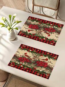 1 pieza Camino de mesa con diseño de pájaro navideño, Camino de mesa decorativo navideño, Camino de mesa tipo lino navideño, Camino de mesa, Camino de mesa, 1 pieza Camino de mesa, 4 piezas Individuales, 1 pieza Funda de cojín, 3 productos disponibles, Decoración de hogar de temporada para interiores/exteriores, Decoración de hogar de invierno, Decoración navideña, Decoración de habitación navideña, Decoración de fiesta navideña - Multicolor - Ver 8