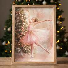1件圣诞芭蕾舞女演员墙饰，胡桃夹子芭蕾舞主题圣诞装饰，粉色芭蕾节日可打印艺术，帆布壁挂，房间海报，家居装饰，房间装饰美学，房间装饰用品。可选画框，房间装饰。 - 1pc - 查看 2