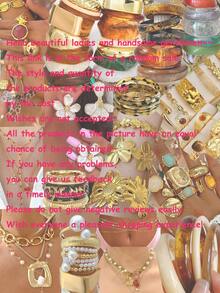 复古优雅硬币风格随机56/48/32/24/19/15/5件金属水钻花朵戒指、Y形长项链、锤纹手链、不对称耳环、仿珍珠串珠手链和脚链首饰套装，适合女性、男性、情侣佩戴，适合秋冬季节、度假、派对、约会、日常佩戴、节日、送礼（款式随机） - 彩色 - 查看 13