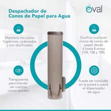 OVAL Dispensador de Conos de Papel | Despachador de Conos para Beber Agua | Capacidad 250 Conos de Papel para dispensadores de Agua | Uso Rudo | Color Humo Transparente - 1 - Ver 12