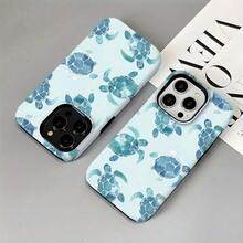 1 Funda Azul con Patrón de Tortuga 2 en 1 - Diseño Robusto de Doble Capa, Duradera y a Prueba de Golpes - Adecuada para iPhone 17, 16, 15, 14, 13, 12, 11, 8, 7, X, XS, XR, Plus, Air, Pro, Max, Mini, SE2, SE3, Regalo Perfecto de Año Nuevo para Amigos, Familia y Seres Queridos CGDO - Colores mixtos - Ver 4